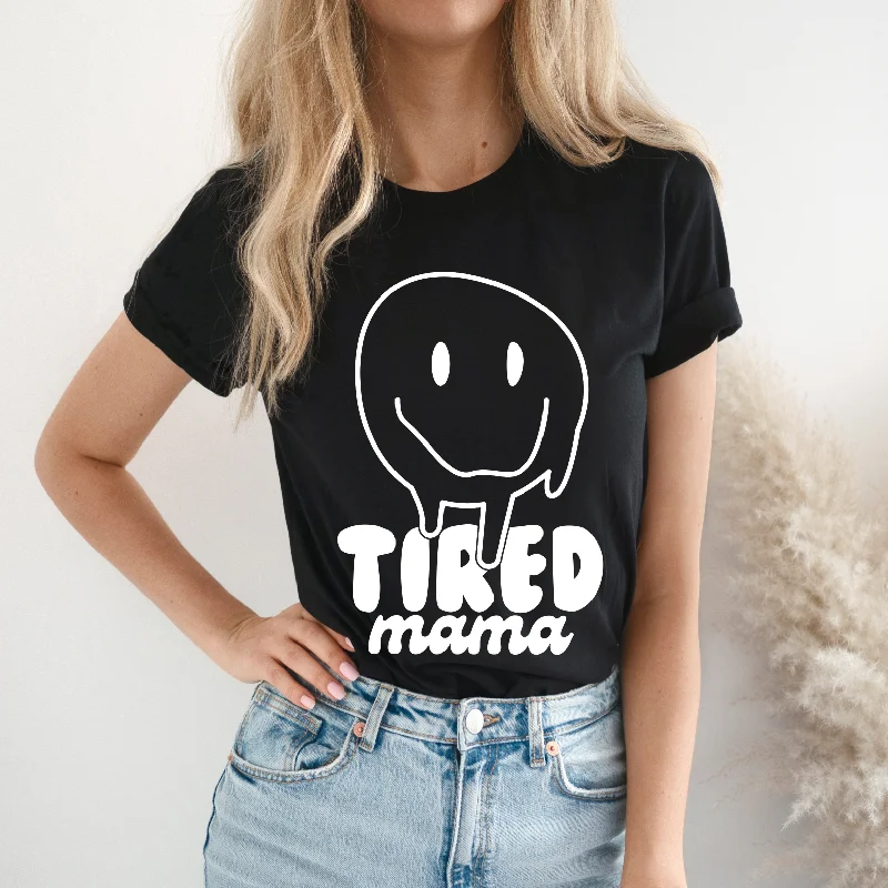 Yoga Tops with Full Support and Comfort -Tired Mama • Black Tee
