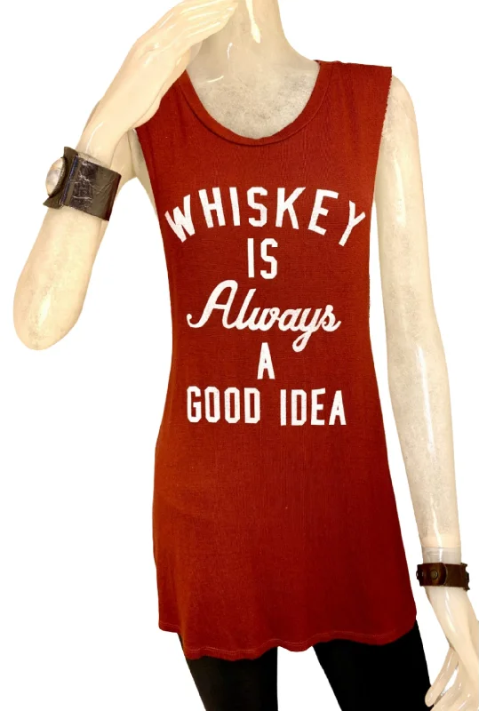 Yoga Shorts with Breathable Fabric -TMD Whiskey is Always a Good Idea Tank Rust
