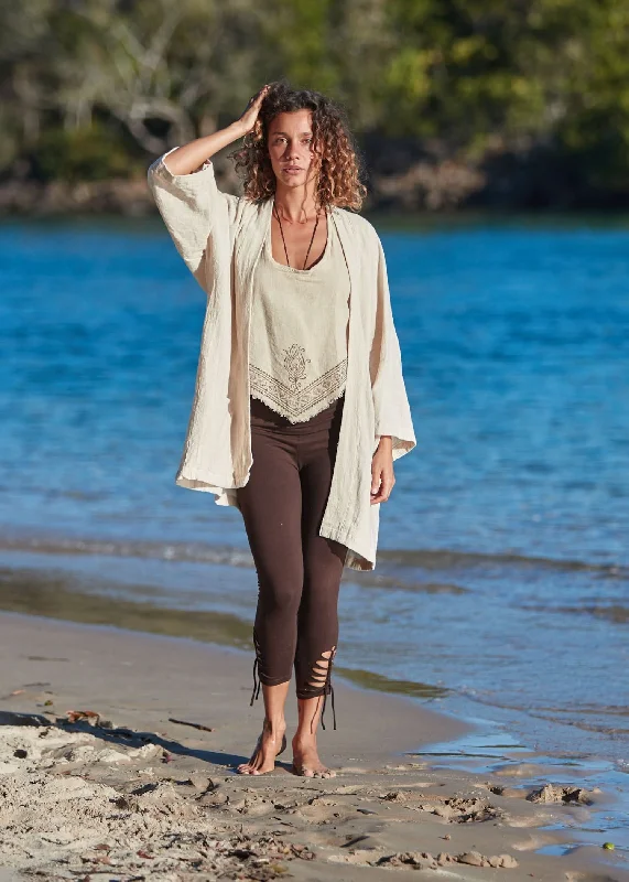 Yoga Tops for Low-Impact Yoga Sessions -Natural Flare Open Jacket