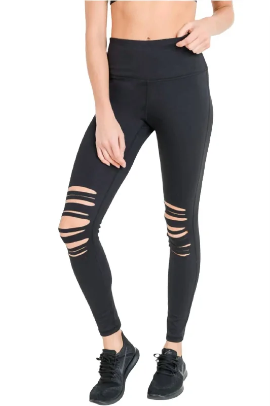 Yoga Shorts for Comfort and Movement -Torn Legging In Black