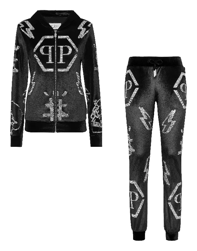 Yoga Shorts for Running and Yoga Practice -Tracksuit Hoodie/Trousers Monogram with Crystals Yoga Shorts for Running and Yoga Practice -Tracksuit Hoodie/Trousers Monogram with Crystals