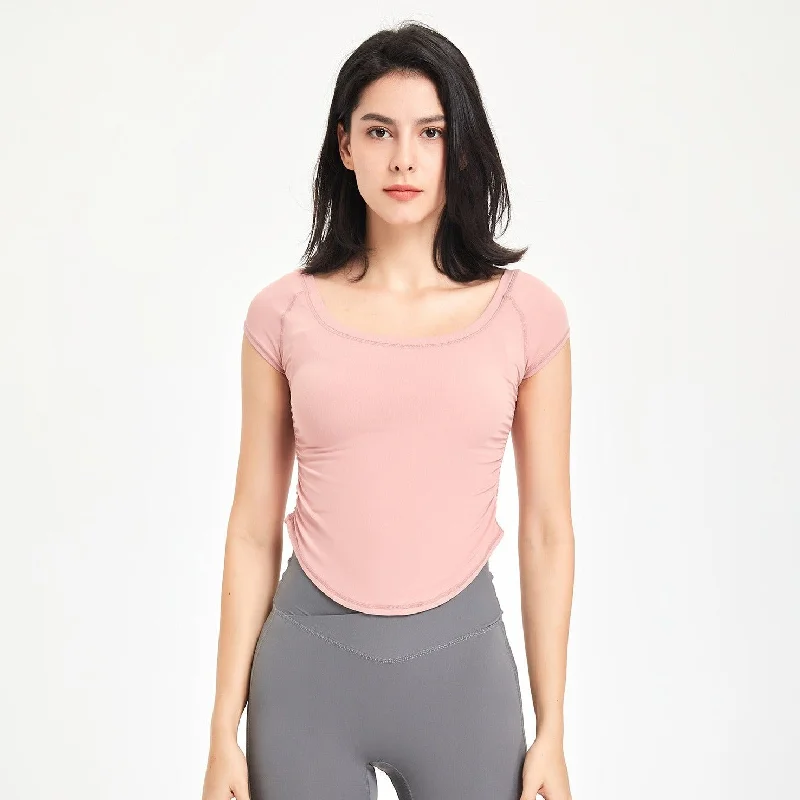 Supportive Yoga Tops for Poses -Training quick-drying short sleeved light nude blazer