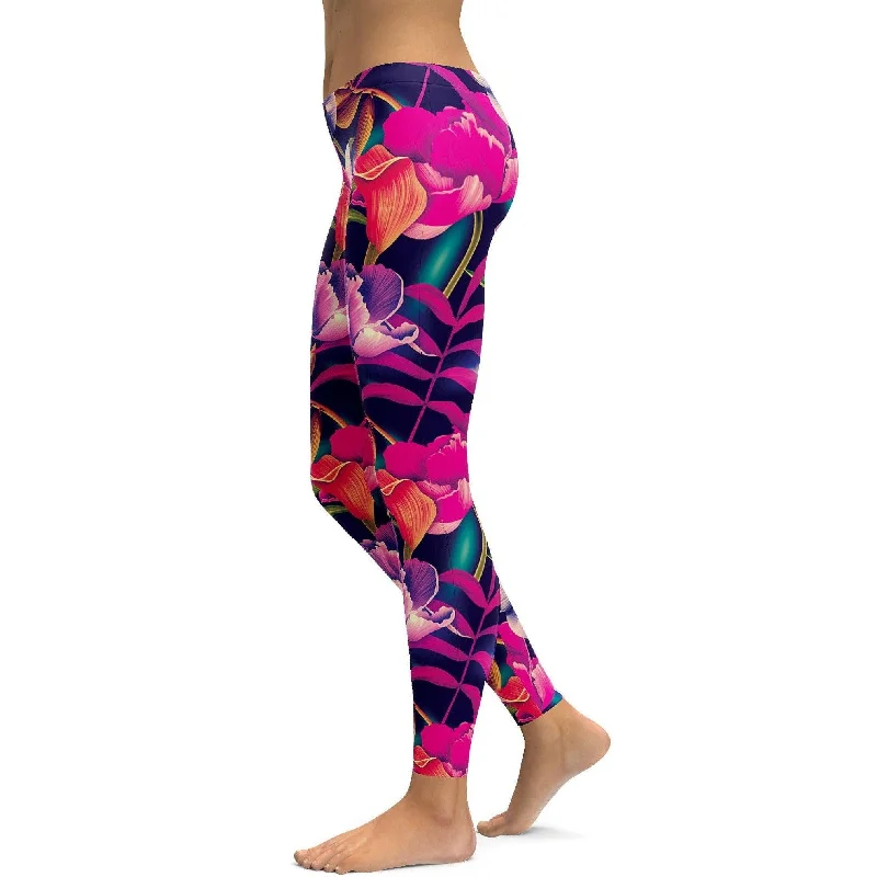 High Compression Leggings -Tropical Floral Leggings
