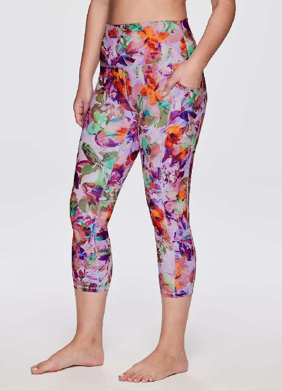 Long Yoga Pants for Women -Tropical Floral Super Soft Capri