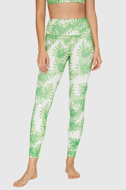 Full-Length Yoga Pants for Yoga Studio -Tropical Leaf Leggings