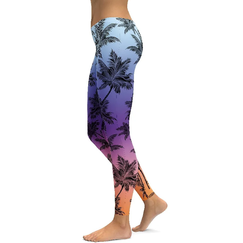 Lightweight Yoga Pants for Quick Movements -Tropical Palm Trees Leggings