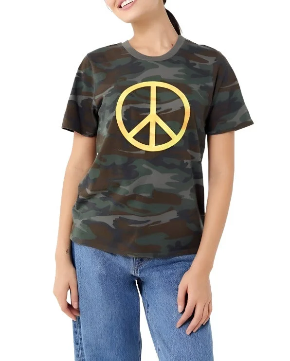 Yoga Shorts for Better Flexibility and Stretch -Truly Madly Deeply Camo Peace Tee