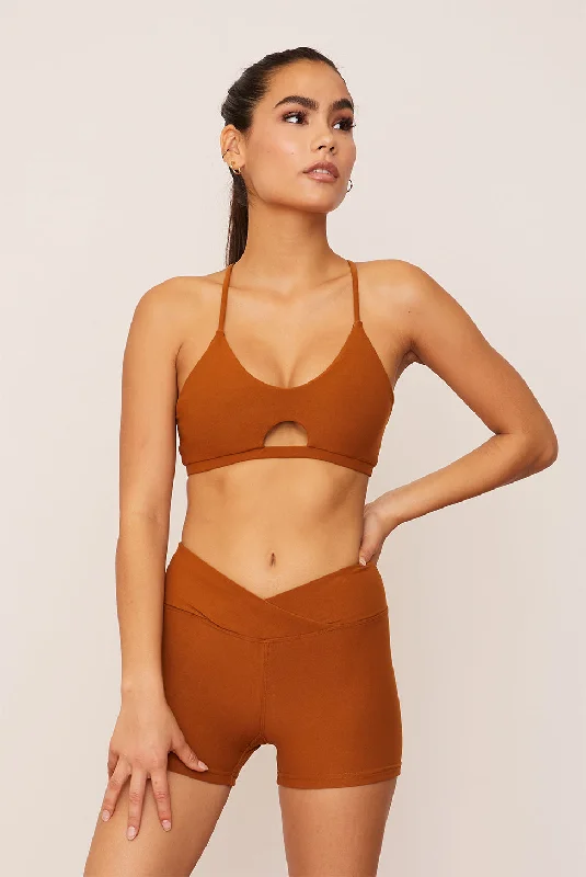 Yoga Shorts for Fitness Training -Turmeric Crossover High-Waisted Short