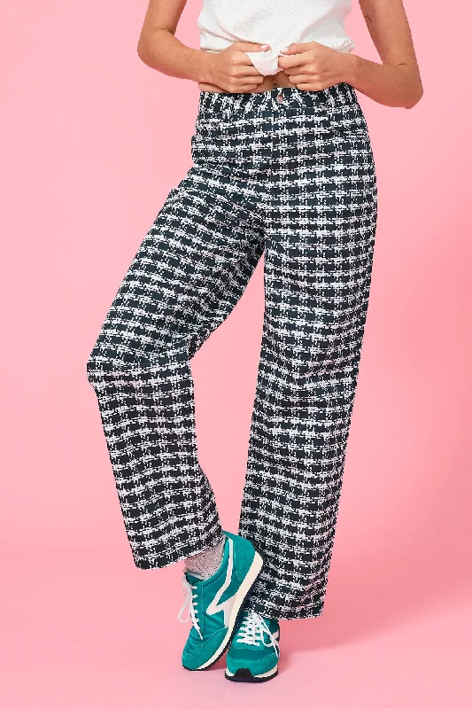 Yoga Pants with Moisture-Wicking Fabric -Twill Pant in Houndstooth