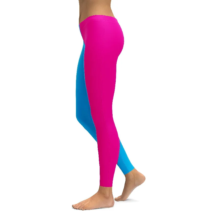 Yoga Pants for Performance -Two Tone Pink & Blue Leggings