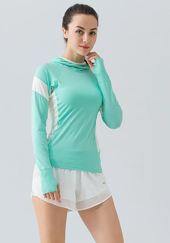 Yoga Tops for Hot Yoga Poses -Hooded Mesh Panel Yoga Top