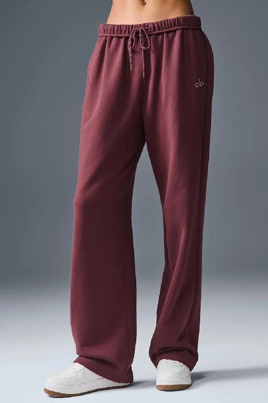 Yoga Pants for Deep Poses -Accolade Straight Leg Sweatpant - Burgundy Truffle