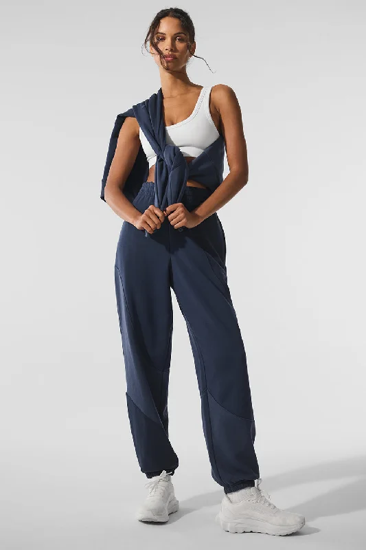 Yoga Pants for Full Coverage -Make Waves Sweatpant - Navy Tonal