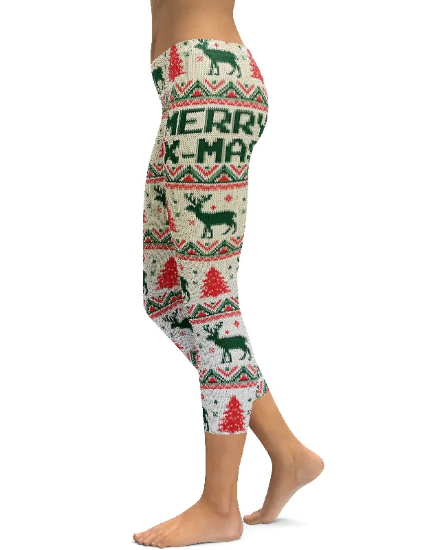 Comfortable Yoga Pants with Smooth Fit -Ugly Christmas Capris