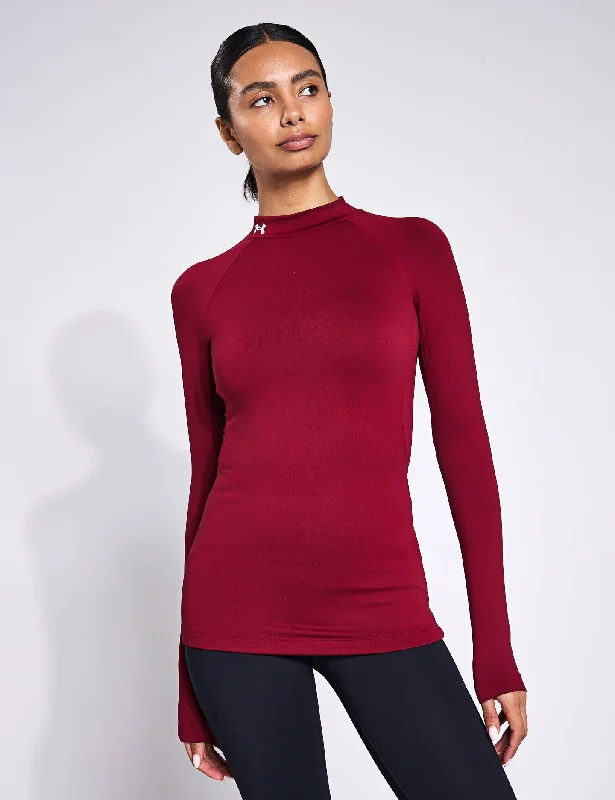 Yoga Tops for Strengthening Your Core -ColdGear Authentics Mock Neck - Cardinal/White Yoga Tops for Strengthening Your Core -ColdGear Authentics Mock Neck - Cardinal/White