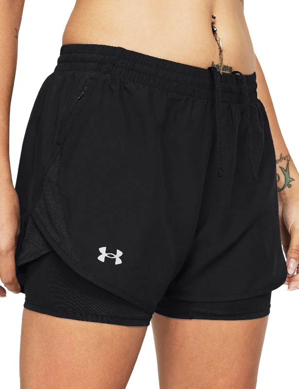 Yoga Shorts for Flexibility and Power -Fly-By 2-in-1 Shorts - Black/Reflective