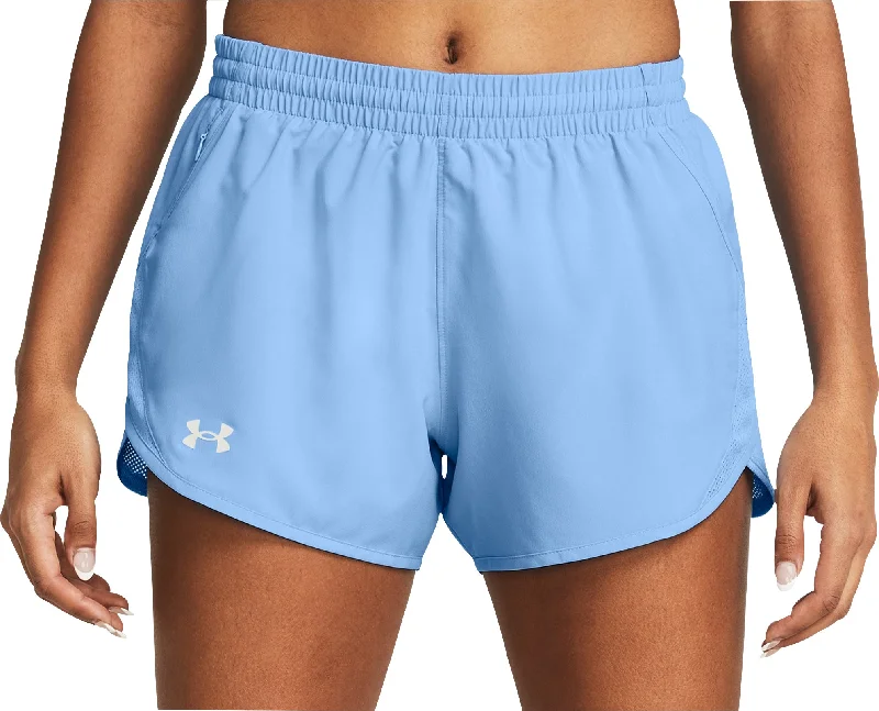 Yoga Shorts for Yoga and Strength Workouts -Under Armour Fly By 3 Inch Womens Running Shorts - Blue Yoga Shorts for Yoga and Strength Workouts -Under Armour Fly By 3 Inch Womens Running Shorts - Blue