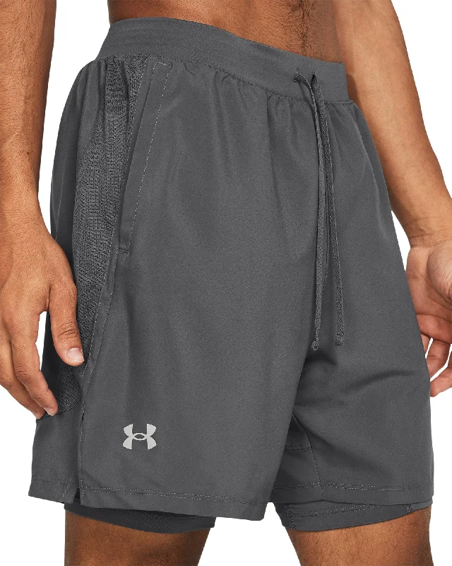 Yoga Shorts for Toning and Sculpting -Under Armour Launch 2 In 1 Mens Running Shorts - Grey Yoga Shorts for Toning and Sculpting -Under Armour Launch 2 In 1 Mens Running Shorts - Grey