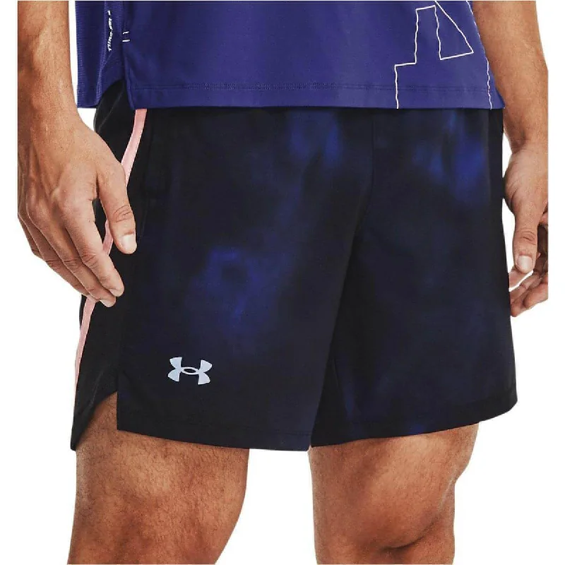 Yoga Shorts for Comfortable Daily Use -Under Armour Launch 7 Inch Print Mens Running Shorts - Blue