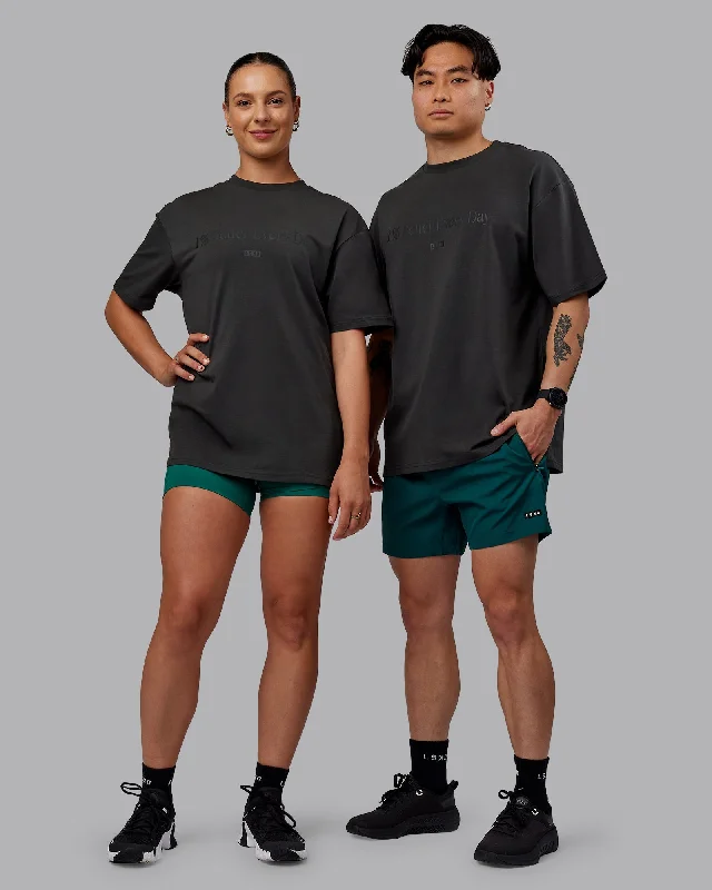 Yoga Tops for Pilates and Yoga -Unisex 1% Better FLXCotton Tee Oversize - Pirate Black-Black