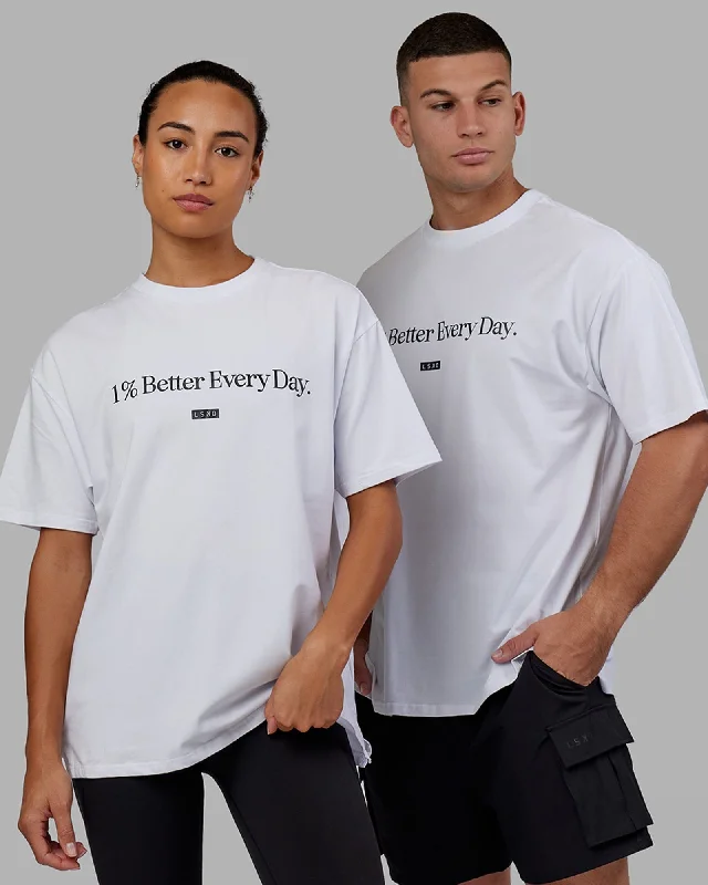Yoga Tops with Relaxed Fit for Everyday Wear -Unisex 1% Better FLXCotton Tee Oversize - White Yoga Tops with Relaxed Fit for Everyday Wear -Unisex 1% Better FLXCotton Tee Oversize - White