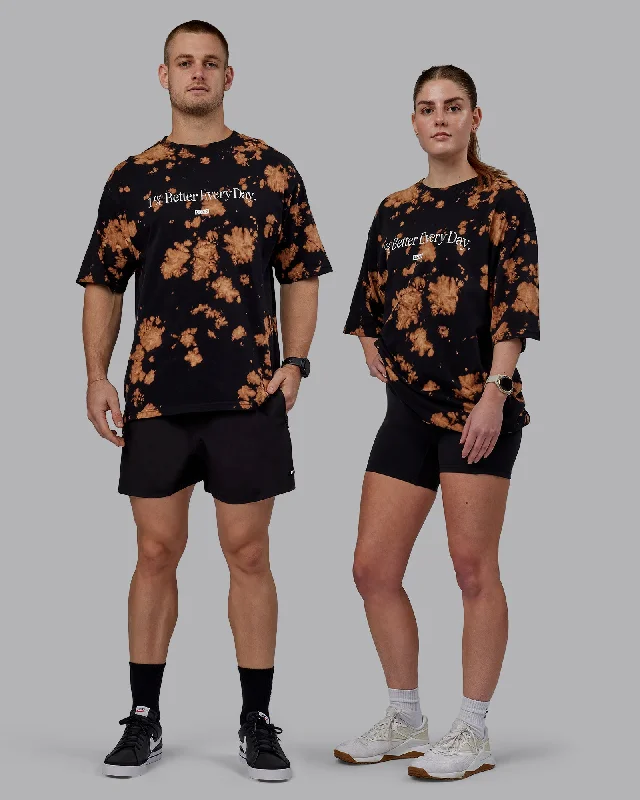 Yoga Tops with Relaxed Fit for Movement -Unisex 1% Better Heavyweight Tee Oversize - Black-Bleach Tie Dye Yoga Tops with Relaxed Fit for Movement -Unisex 1% Better Heavyweight Tee Oversize - Black-Bleach Tie Dye