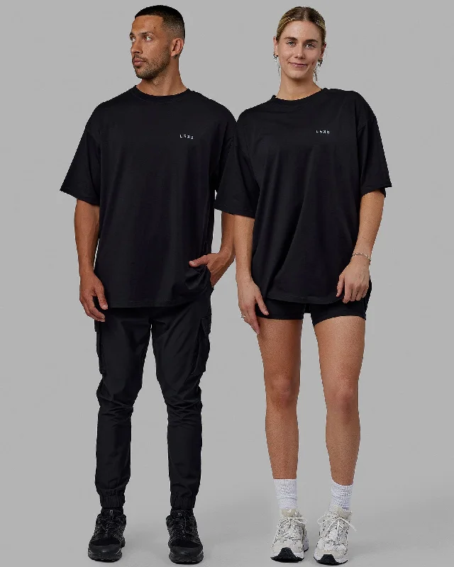 Yoga Tops for Full Range of Motion -Unisex Deluxe PimaFLX Tee Oversize - Black