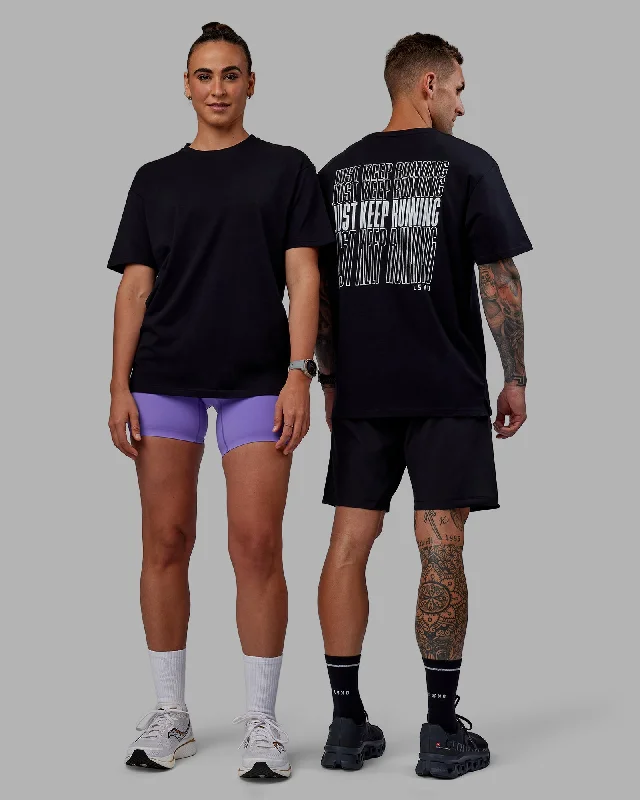 Women's Yoga Tops for Active Sessions -Unisex Keep On Running FLXCotton Tee Oversize - Black-White