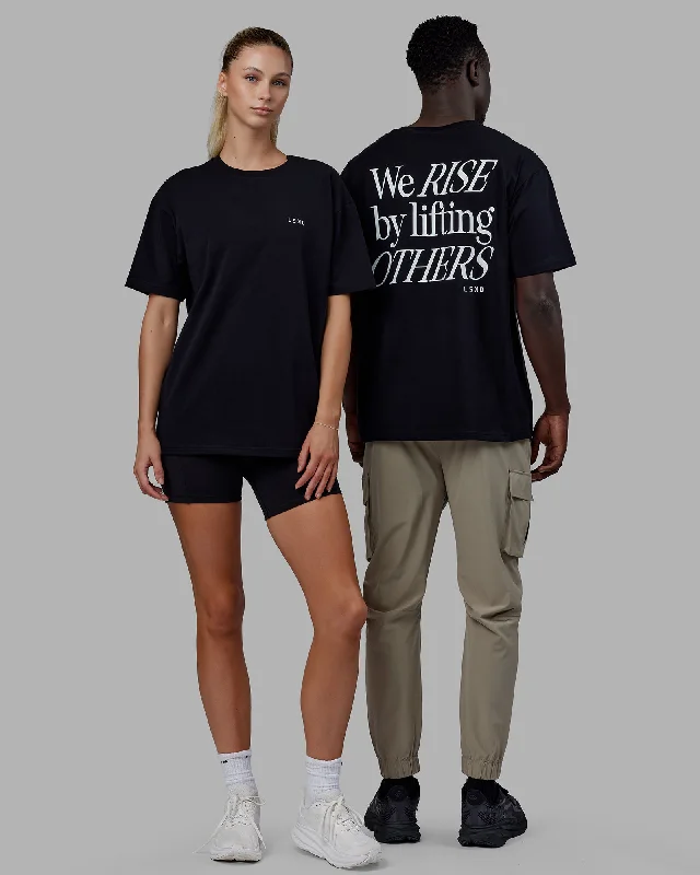 Stylish and Comfortable Yoga Tops for Women -Unisex Lift-Up FLXCotton Tee Oversize - Black-White