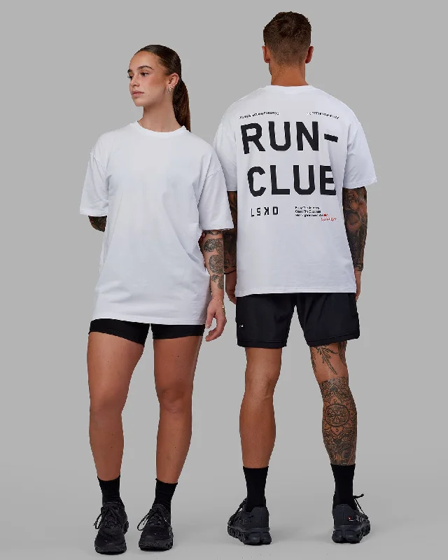Yoga Tops with Mesh Fabric for Breathability -Unisex Love The Run FLXCotton Tee Oversize - White-Black Yoga Tops with Mesh Fabric for Breathability -Unisex Love The Run FLXCotton Tee Oversize - White-Black