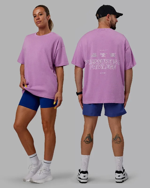 Fashionable Yoga Tops for Fitness -Unisex Pressure Heavyweight Tee Oversize - Light Violet-White Fashionable Yoga Tops for Fitness -Unisex Pressure Heavyweight Tee Oversize - Light Violet-White