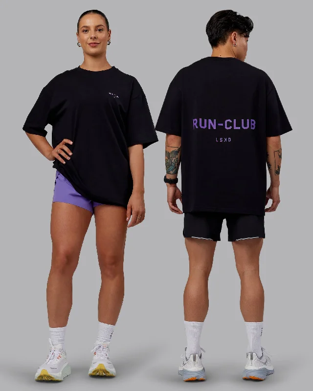 Comfortable Yoga Tops for Every Workout -Unisex RUN CLUB FLXCotton Tee Oversize - Black-Purple Swirl