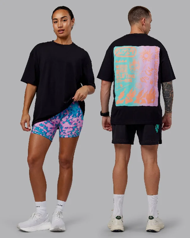 Breathable Yoga Tops with Soft Material -Unisex So Cal 24 FLXCotton Tee Oversize - Black-Beacon Orange