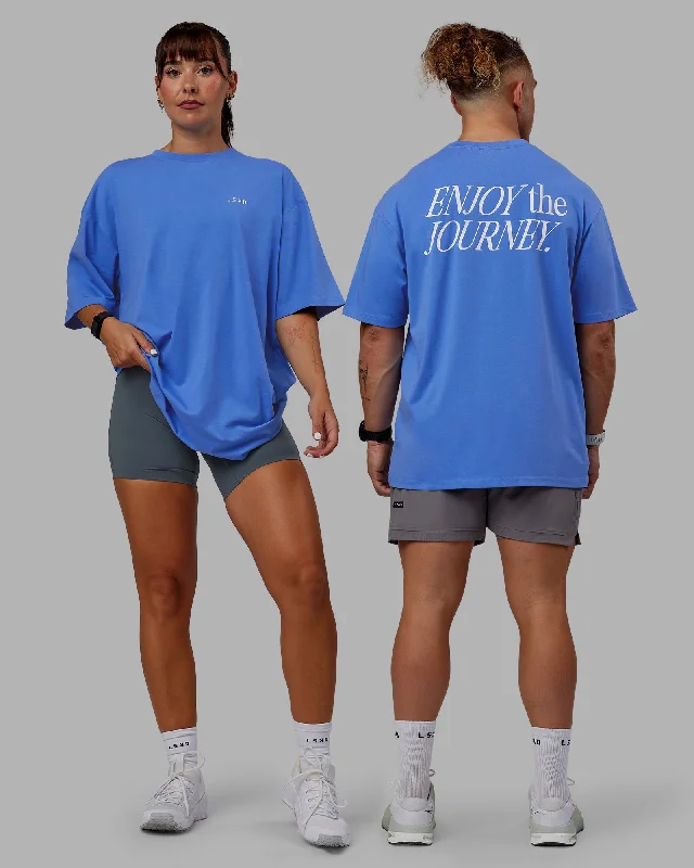 Women's Yoga Tops with Breathable Materials -Unisex VS1 FLXCotton Tee Oversize - Ultramarine-White