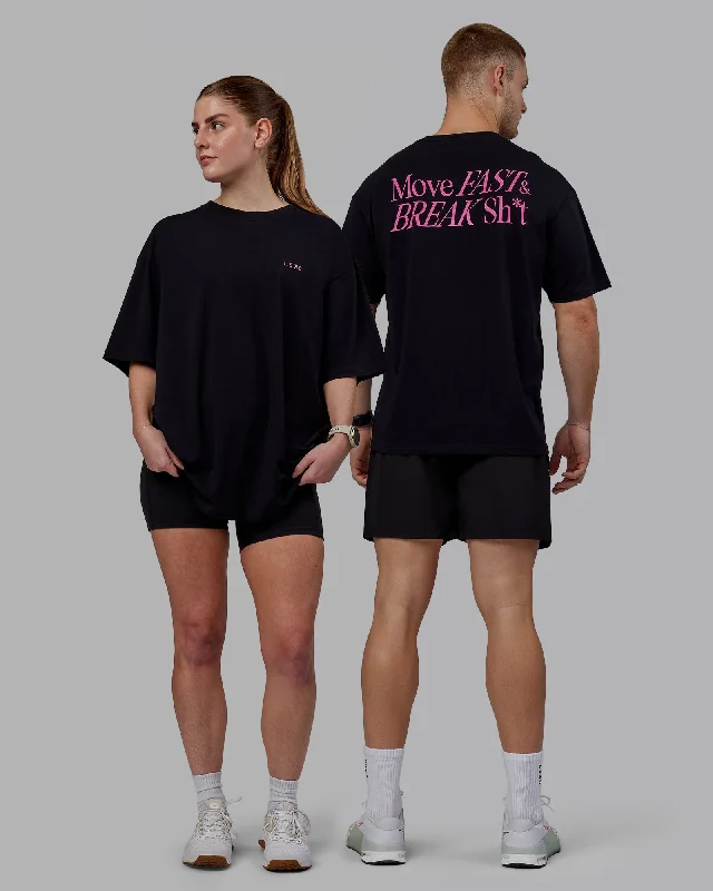 Yoga Tops for Core Strengthening -Unisex VS5 FLXCotton Tee Oversize - Black-Fuchsia Pink