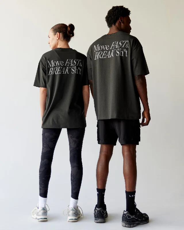 Affordable Yoga Tops for Women -Unisex VS5 FLXCotton Tee Oversize - Pirate Black-Circular Grey