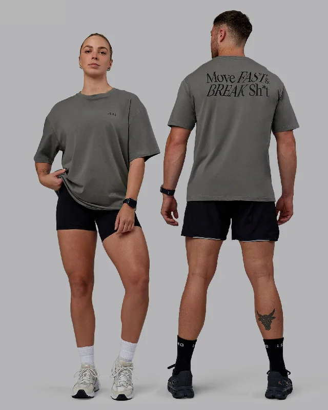 Women's Yoga Tops with Supportive Features -Unisex VS5 FLXCotton Tee Oversize - Storm Front-Black Women's Yoga Tops with Supportive Features -Unisex VS5 FLXCotton Tee Oversize - Storm Front-Black