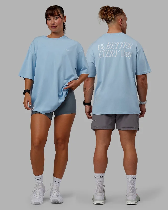 Women's Yoga Tops with Breathable Design -Unisex VS6 FLXCotton Tee Oversize - Glacial Blue-White