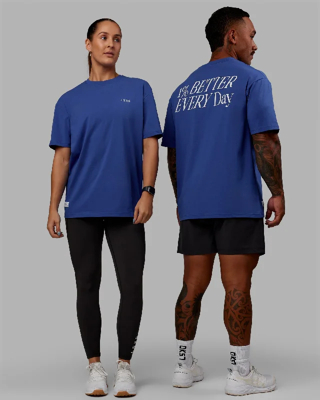 Women's Yoga Tops for Warm Weather Practice -Unisex VS6 FLXCotton Tee Oversize - Power Cobalt-White
