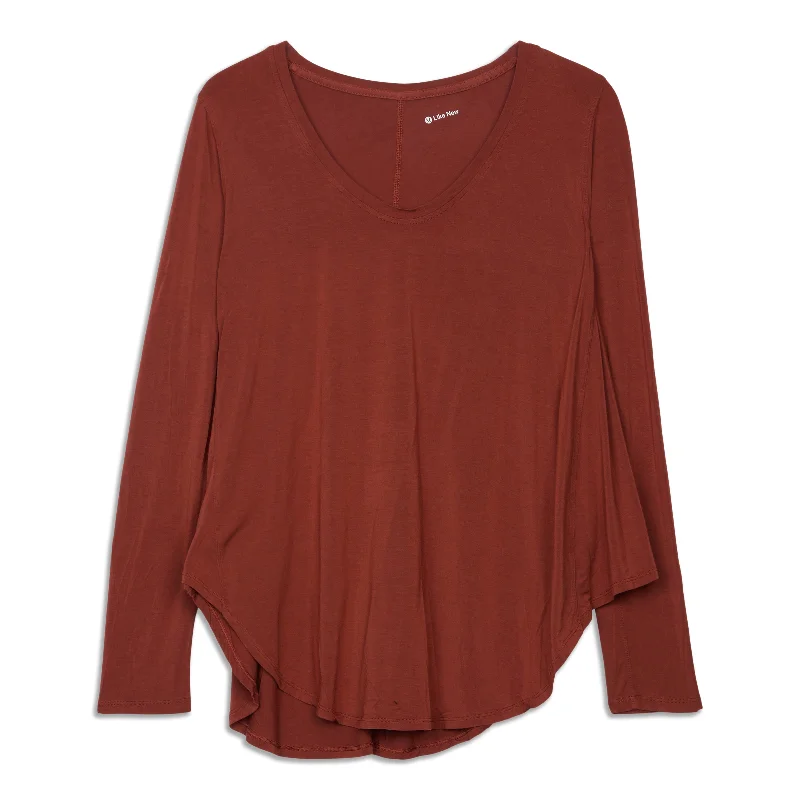 Yoga Tops with Spaghetti Straps for Breathability -Up For Down Time Long Sleeve - Resale