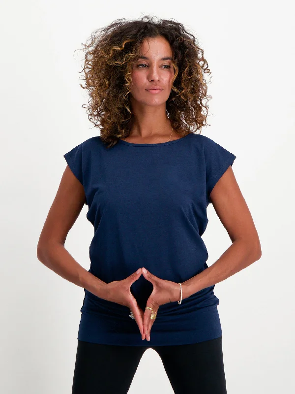 Comfortable Yoga Tops -Urban Goddess Asana Yoga Tee - Midnight