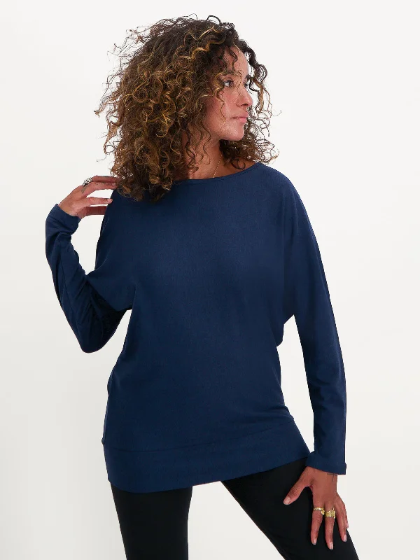 Lightweight Yoga Tops for Summer -Urban Goddess Budhi Long Sleeve Yoga Top - Midnight