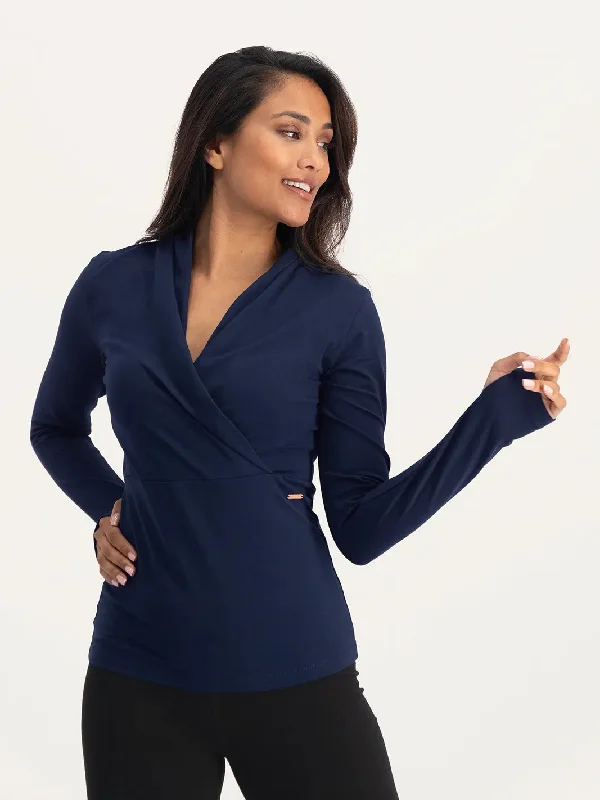 Zip-Up Yoga Tops for Flexibility -Urban Goddess Ishtar Long Sleeve Yoga Top - Midnight Zip-Up Yoga Tops for Flexibility -Urban Goddess Ishtar Long Sleeve Yoga Top - Midnight