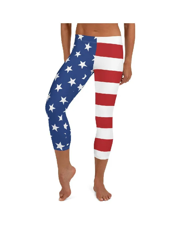 Yoga Pants for Better Mobility -USA Stars & Stripes Capris