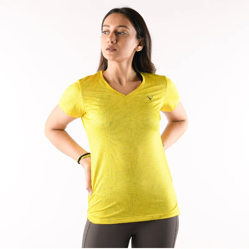 Seamless Yoga Tops for Women -V Neck Laser Yellow For Women's