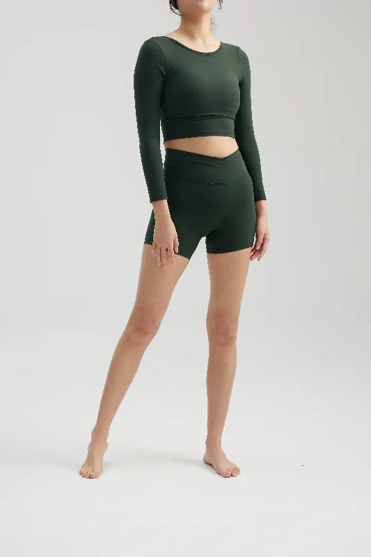Yoga Shorts for Intense Stretching -V Shorts (Mini 4") in Basil