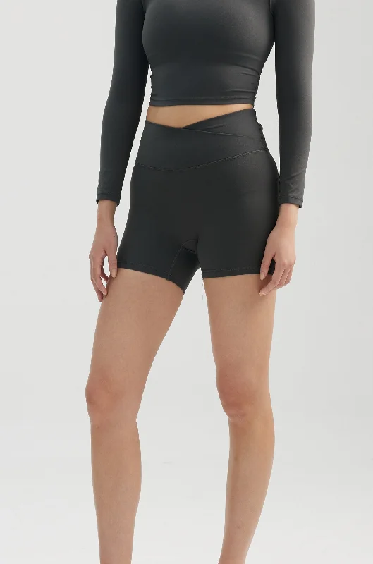 Yoga Shorts for Deep Flexibility and Strength -V Shorts (Mini 4") in Truffle