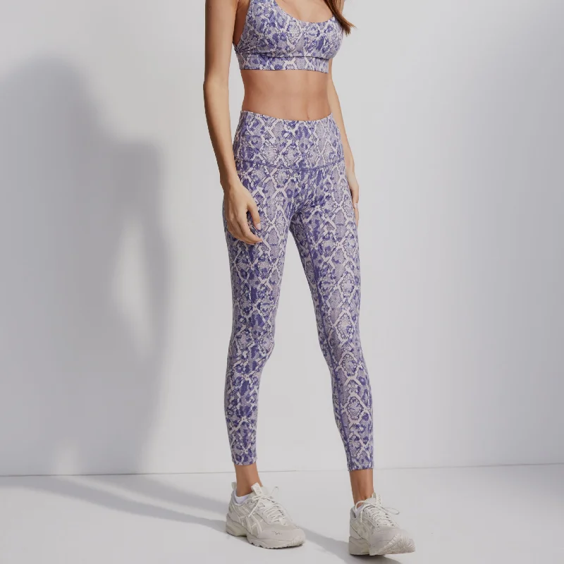 Comfortable Yoga Pants for Long Poses -Let's Move High Rise Leggings - Blue Mix Lace Snake