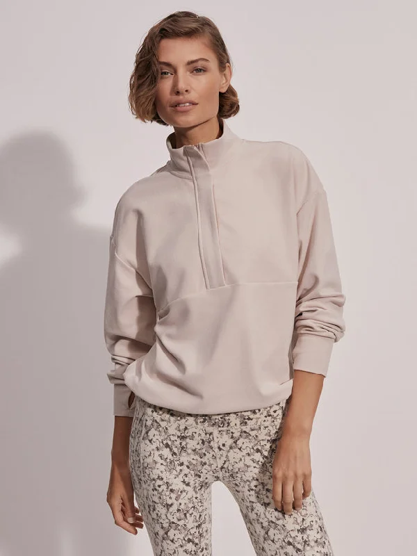 Athletic Yoga Tops for Fitness -Varley Maida Half Zip Midlayer - Mushroom Marl