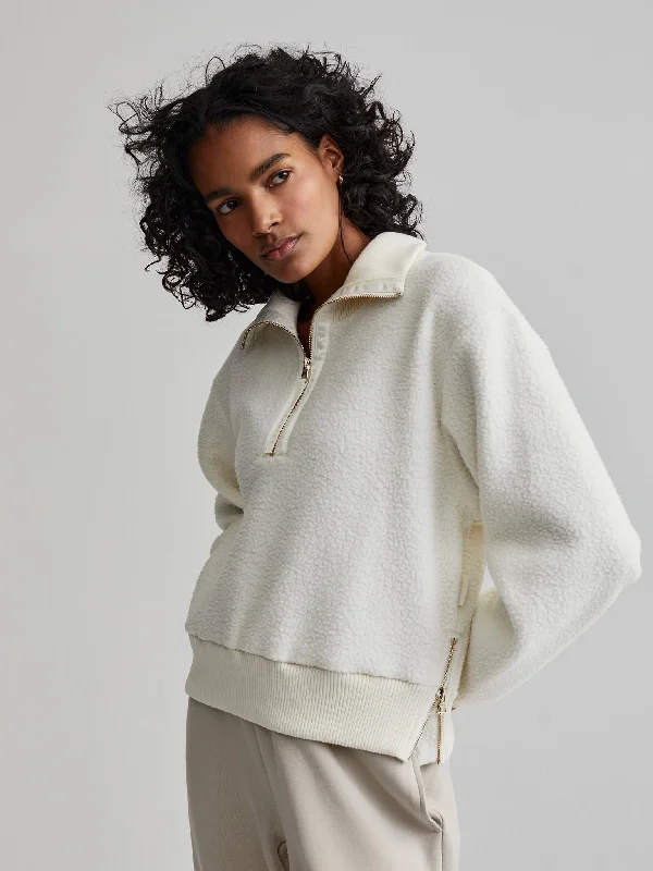 Yoga Tops for All-Day Comfort -Varley Roselle Half Zip Fleece - Egret